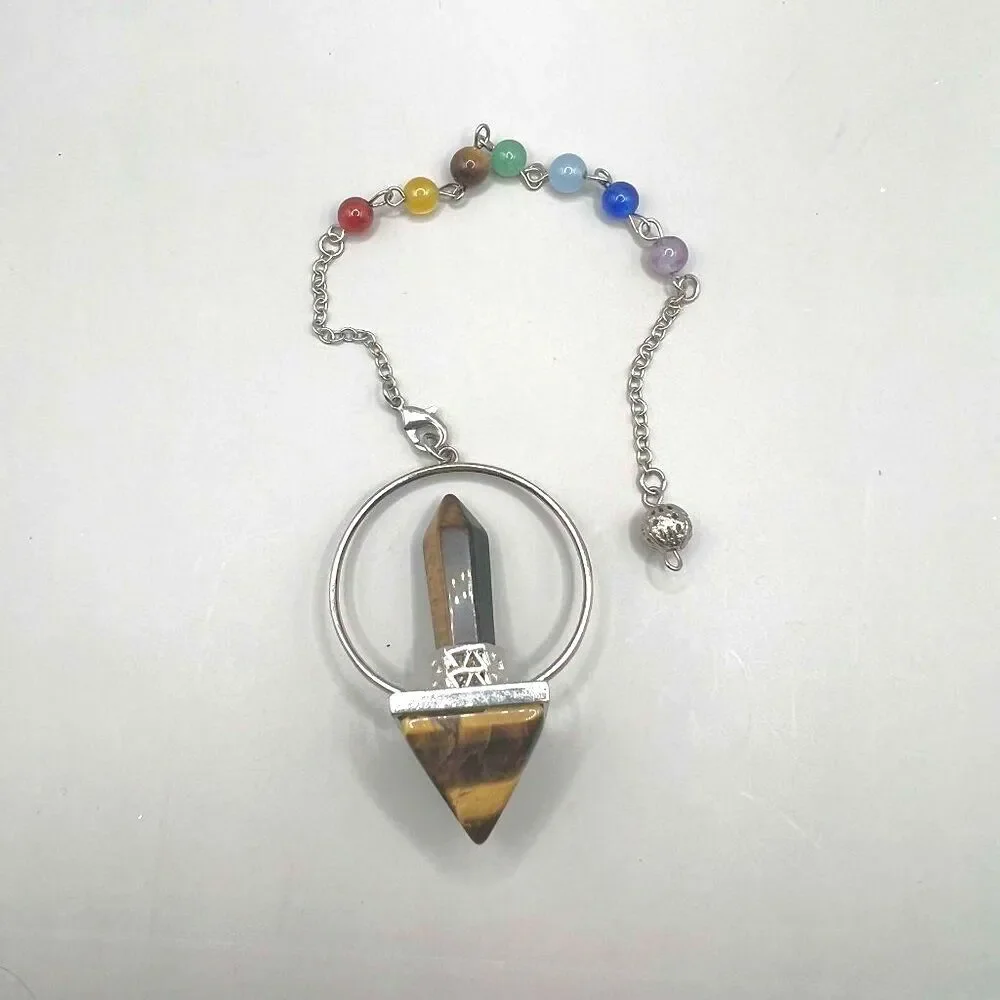 Tiger Eye Pendulum with Chakra Chain - NWOT
